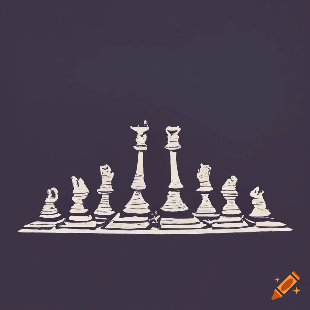 Linocut print of a chessboard on craiyon
