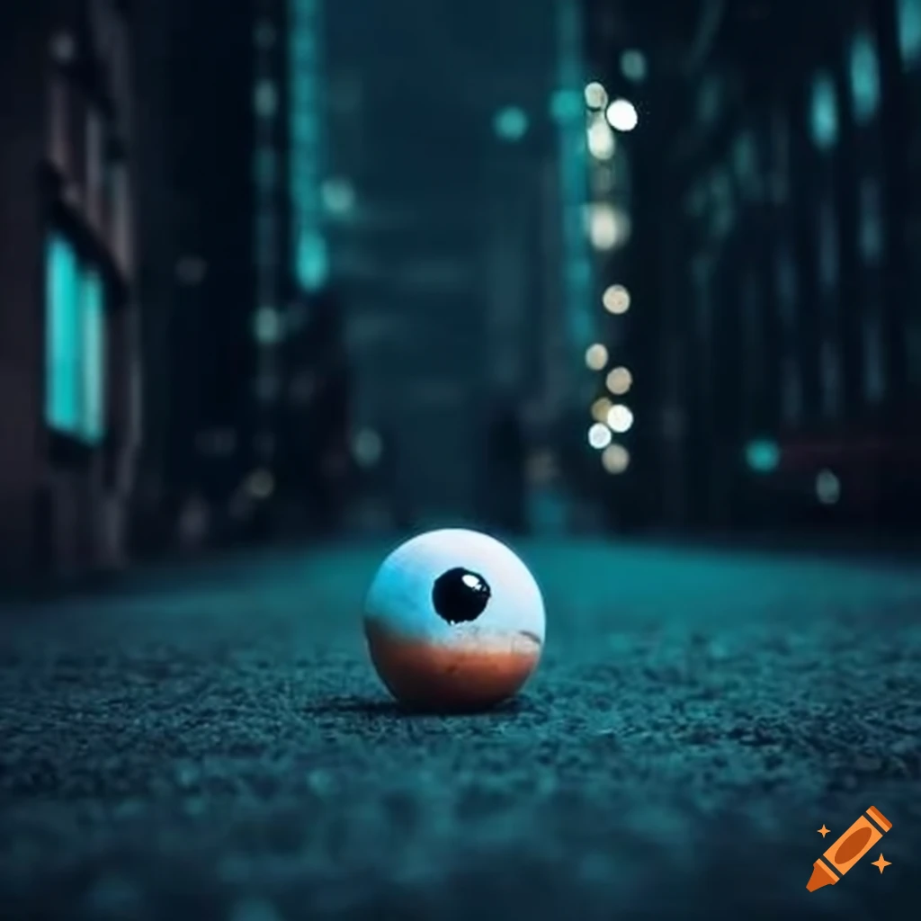 Eye ball on the ground in a city