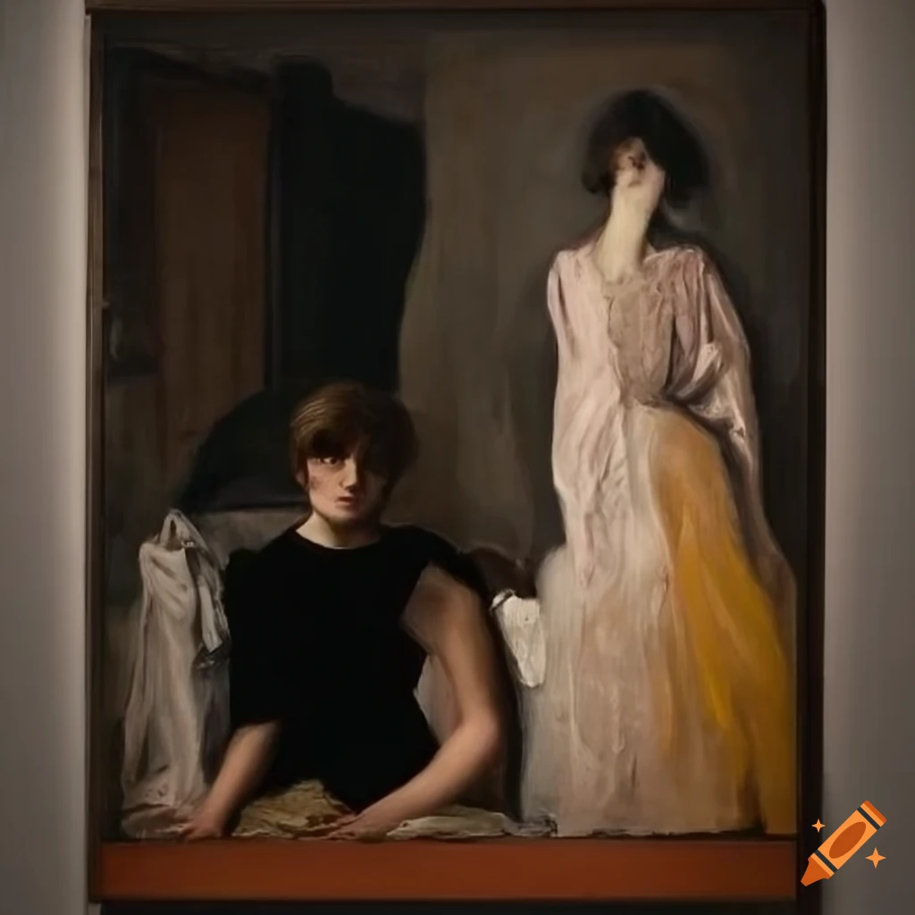 portrait paintings with soft colors and shy young ladies