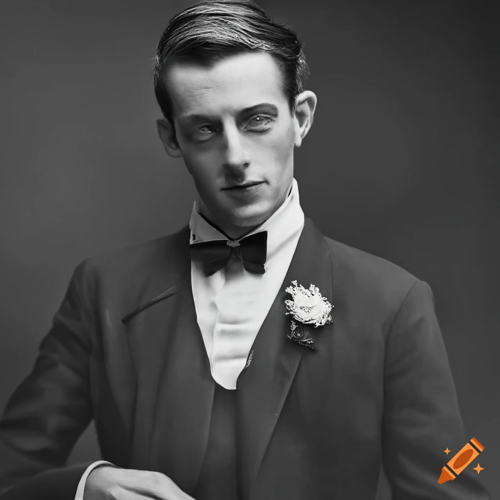 hyperrealistic portrait of a suave British man in a tuxedo