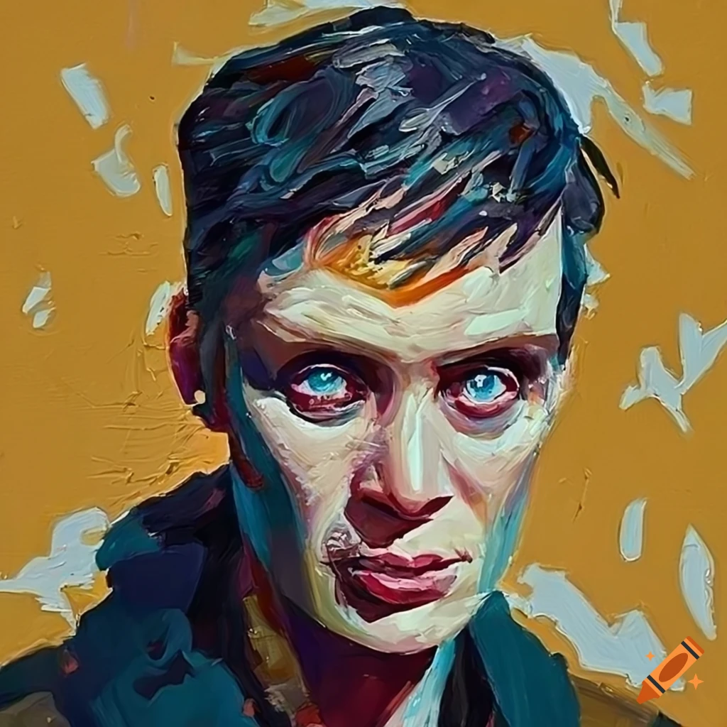 Oil painting of a portrait in disco elysium style on Craiyon
