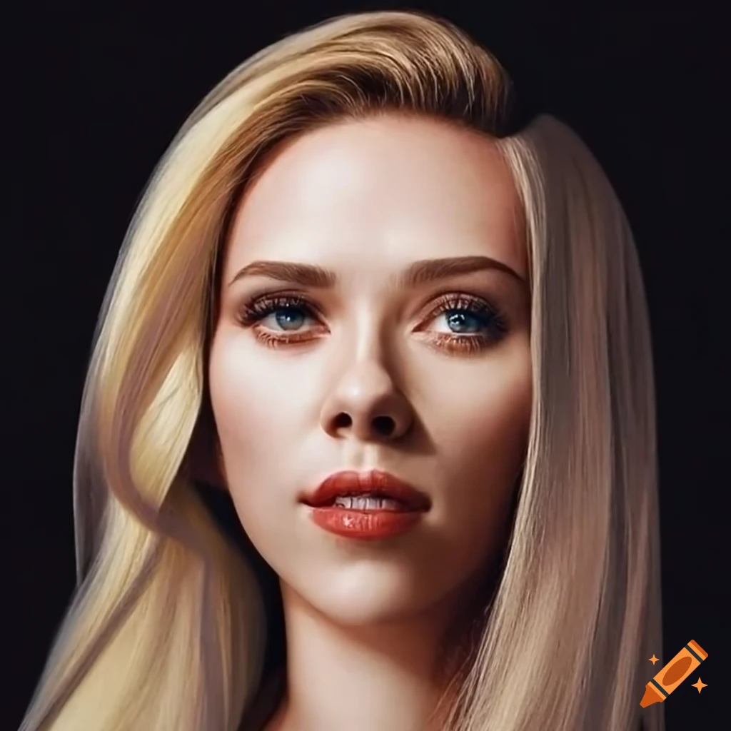 Scarlett johansson with beautiful smile and long straight hair on Craiyon