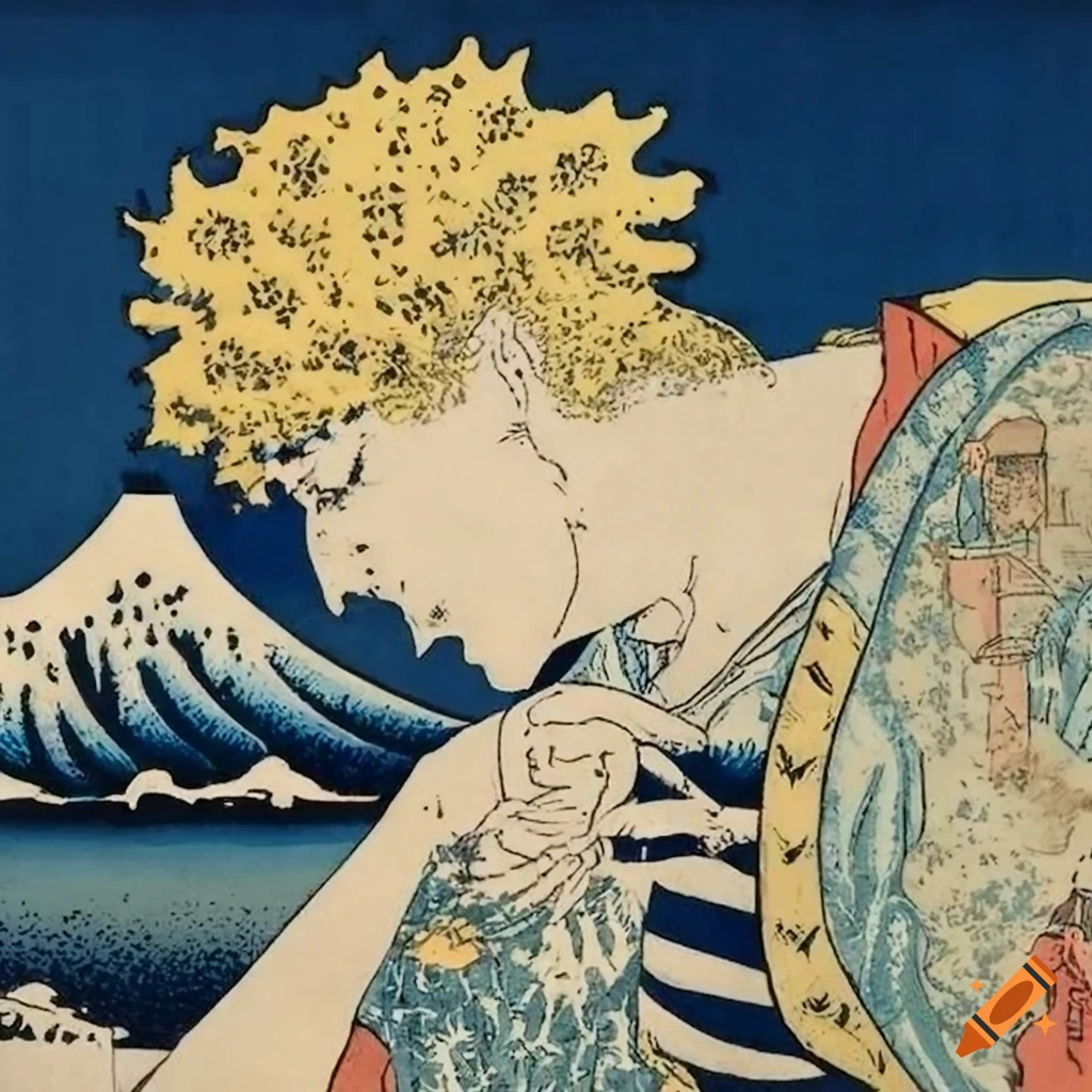 Dio Brando ukiyo-e woodblock print by Hokusai