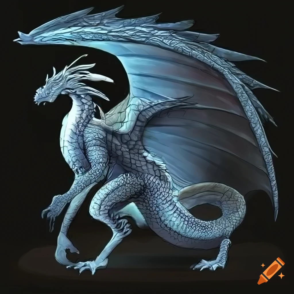 detailed side view of a dragon with wings