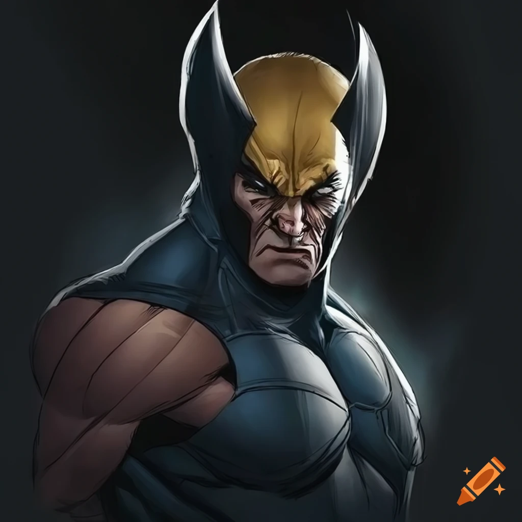 Portrait of wolverine with his claws out on Craiyon