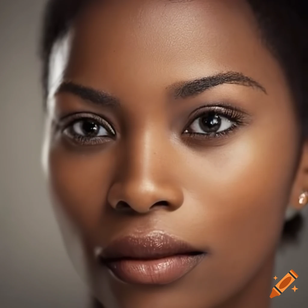 Close-up of a confident brown-skinned female model on Craiyon