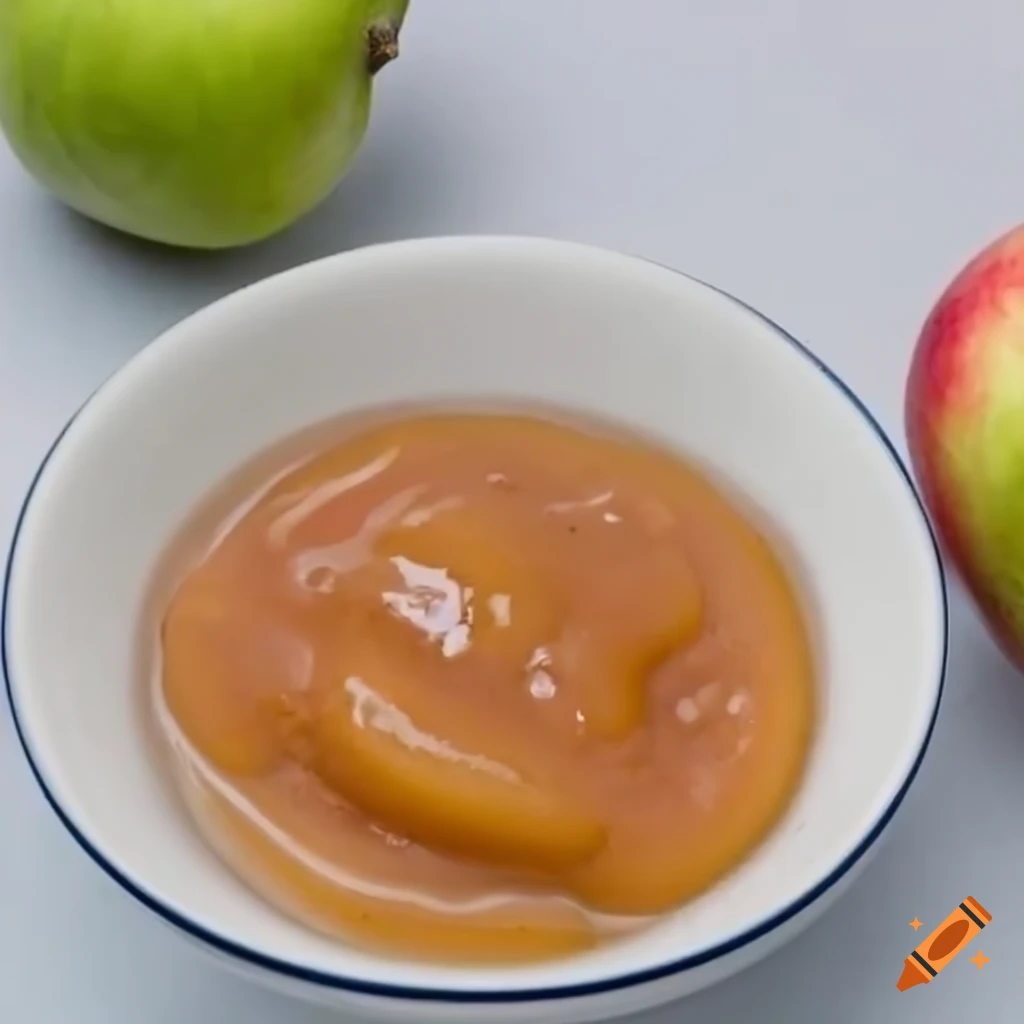 Bowl of homemade apple sauce with apple slices on Craiyon