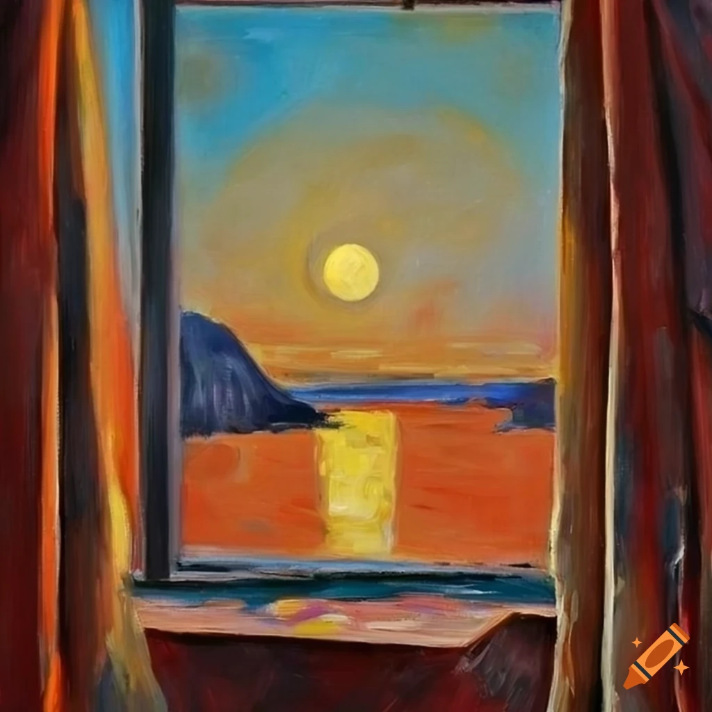 Oil painting with vibrant colors and visible brush strokes