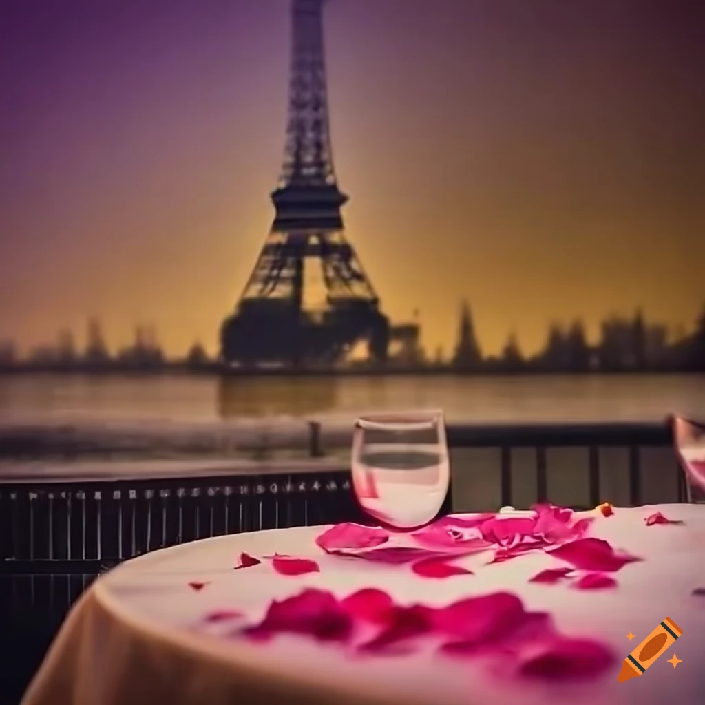restaurant table with view of the Eiffel Tower