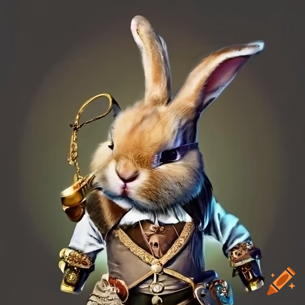 Rabbit wizard performing a casting ritual on Craiyon