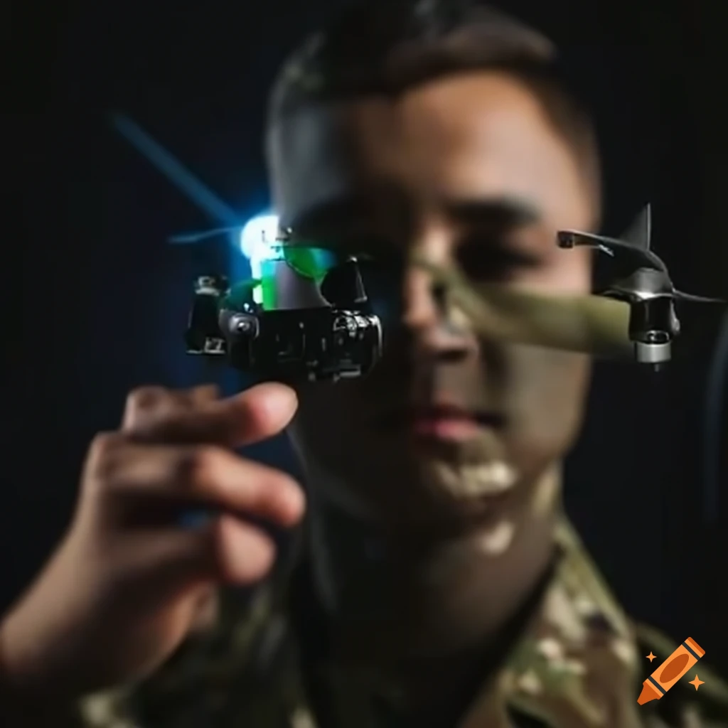 soldier holding a drone