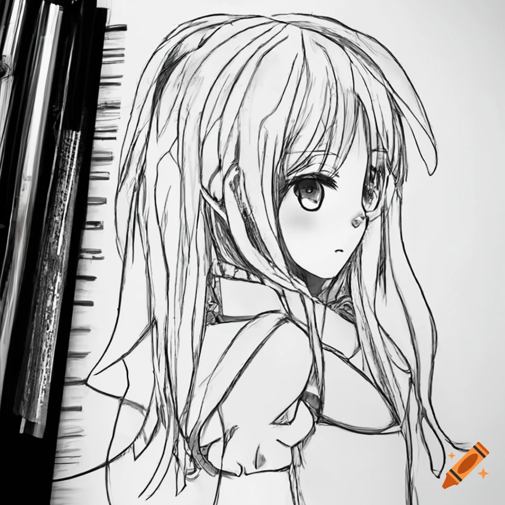 Dibujo a lapiz anime girl neko on Craiyon