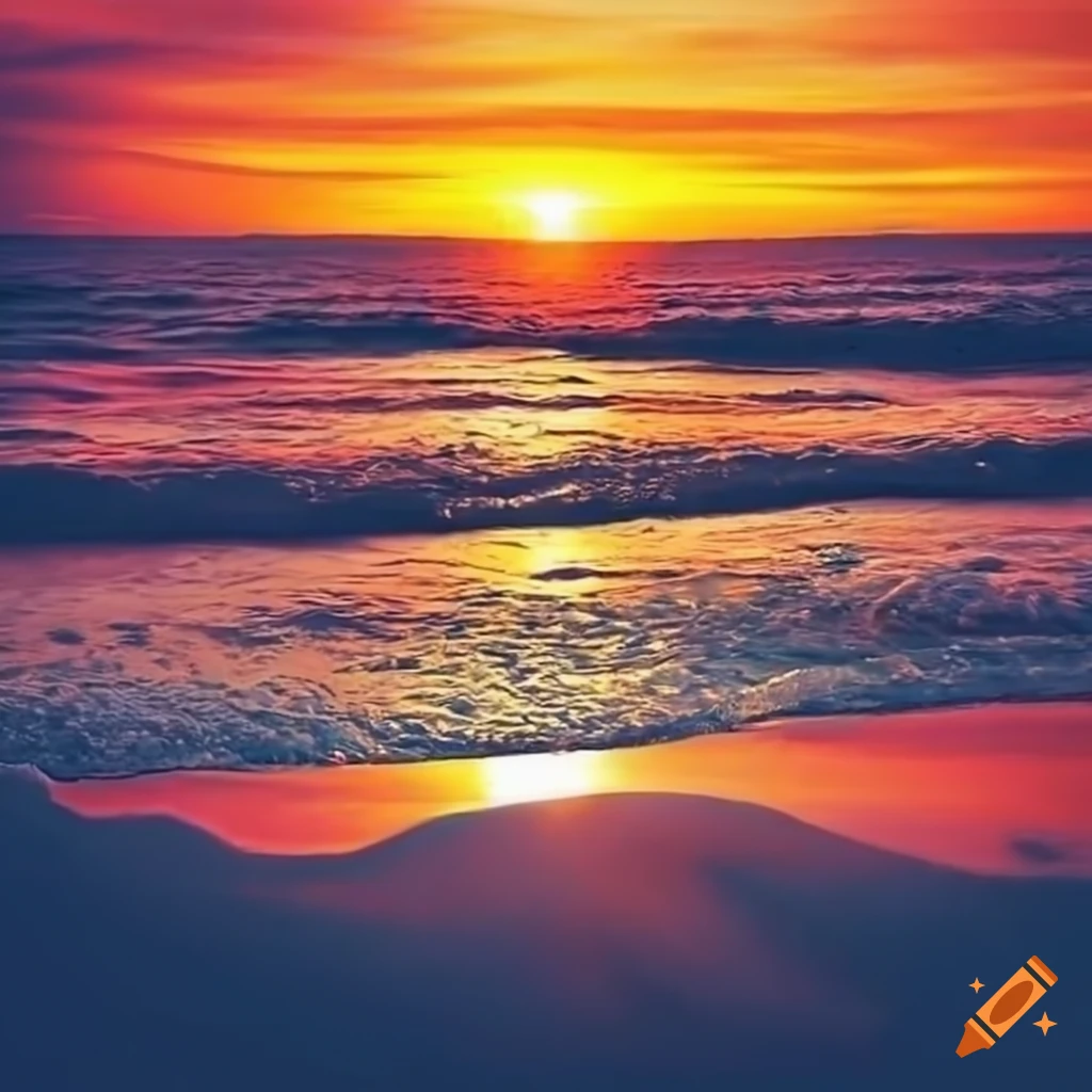 Sunset waves on the beach