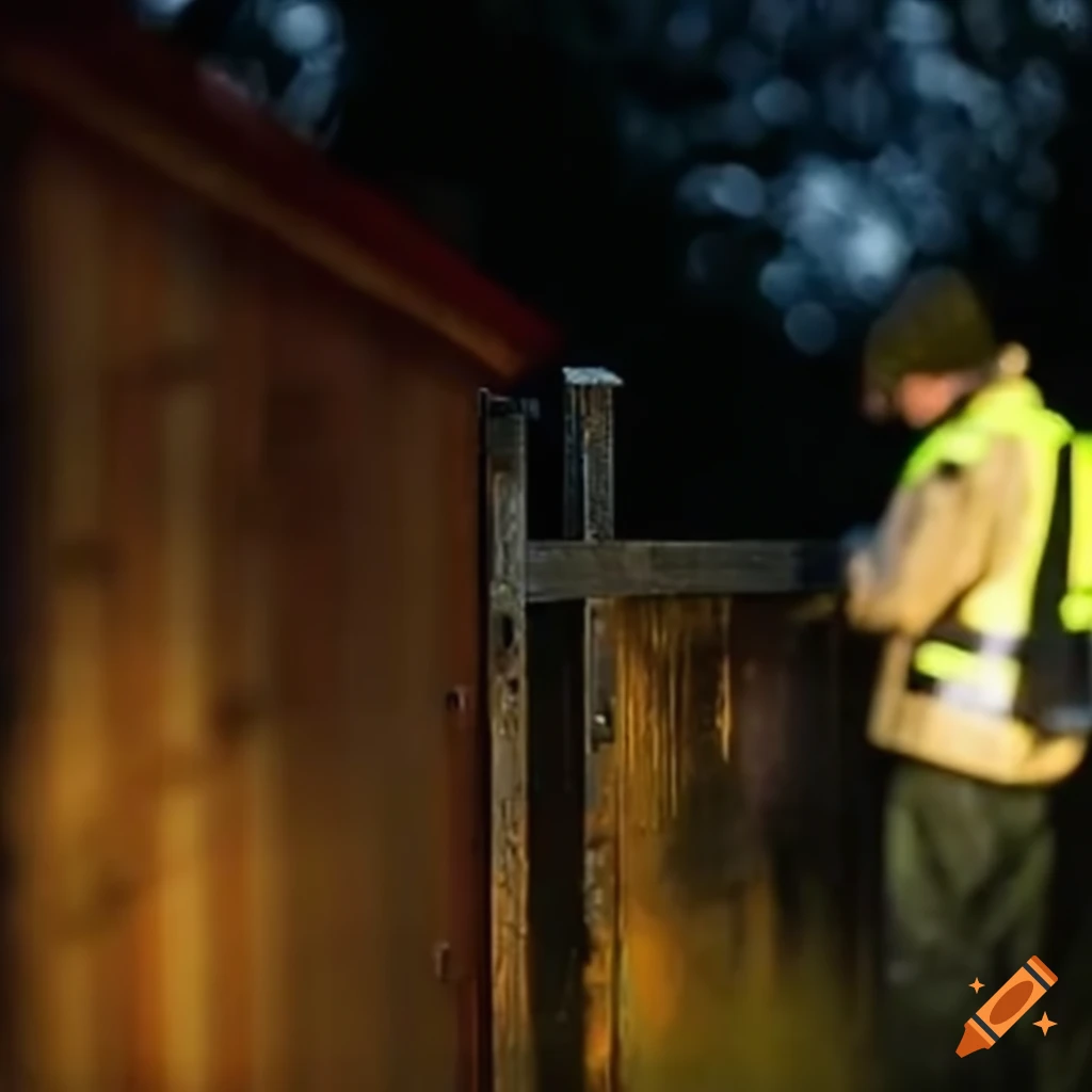 investigator searching for evidence near a lock gate in Sweden
