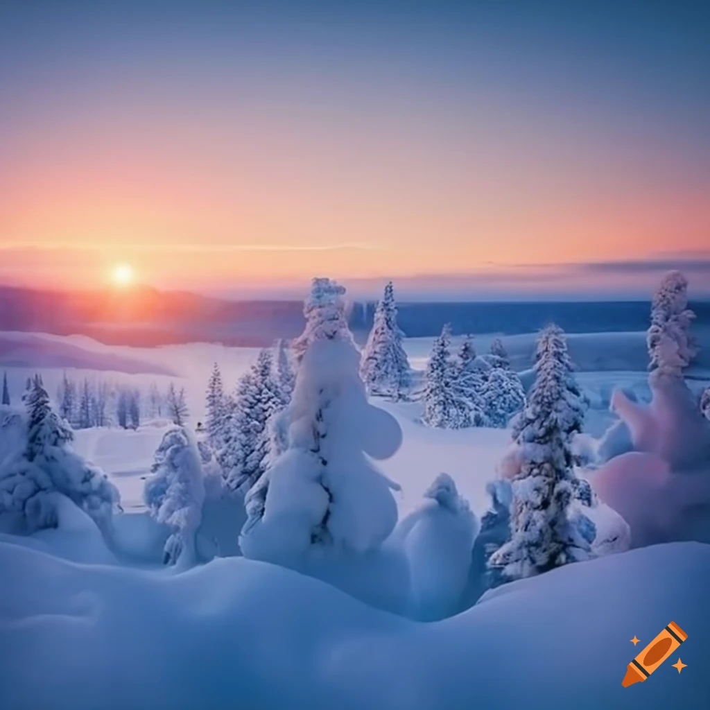 stunning winter landscape of Lapland