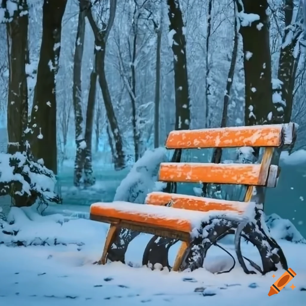 Bench experiencing all seasons and weather conditions on Craiyon