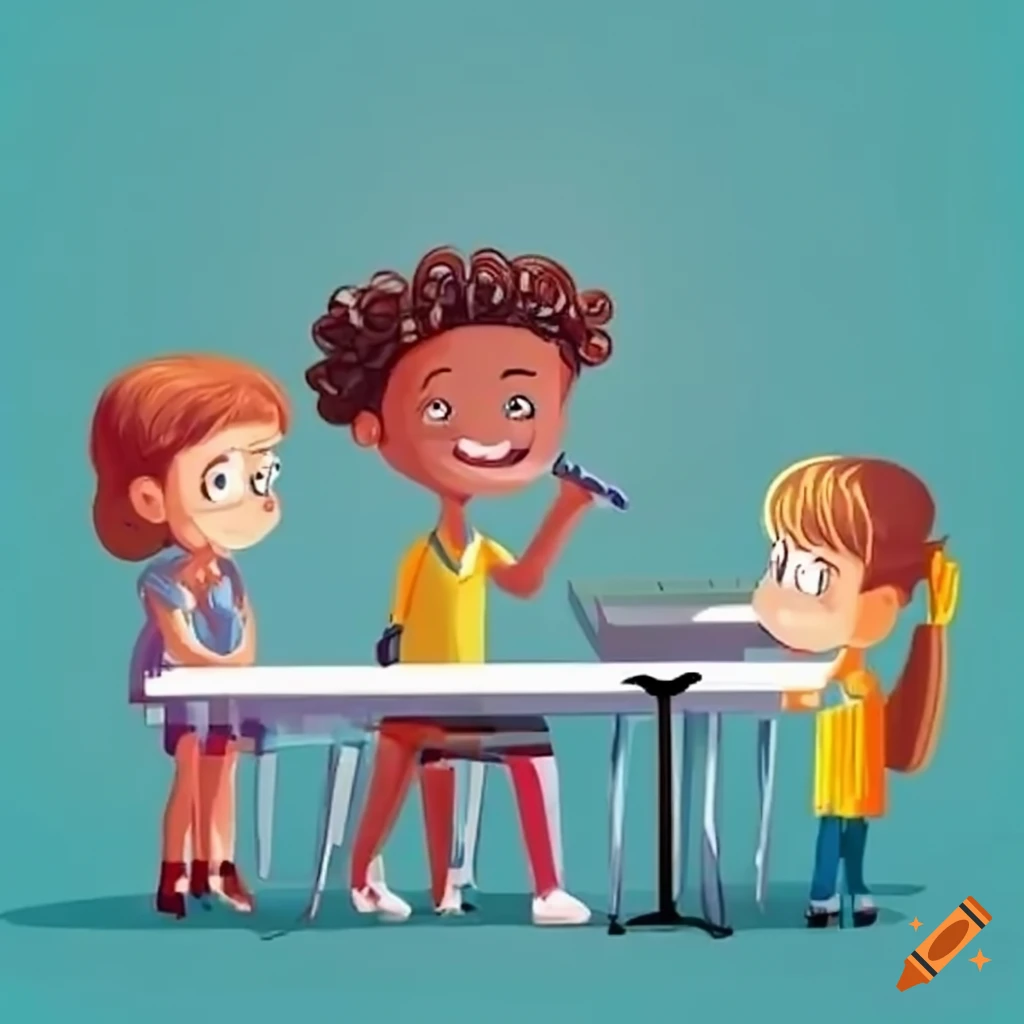 Children Being Interviewed In A School On Craiyon