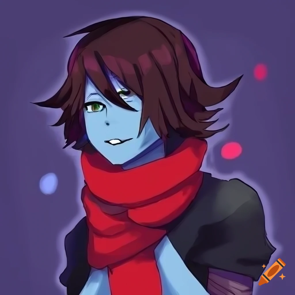 kris from deltarune in armor and red scarf