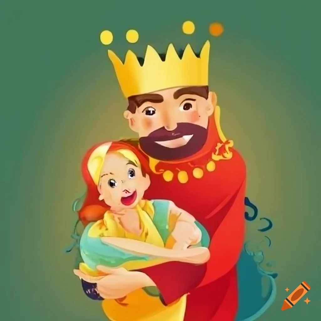 Image of a king talking to his son on craiyon