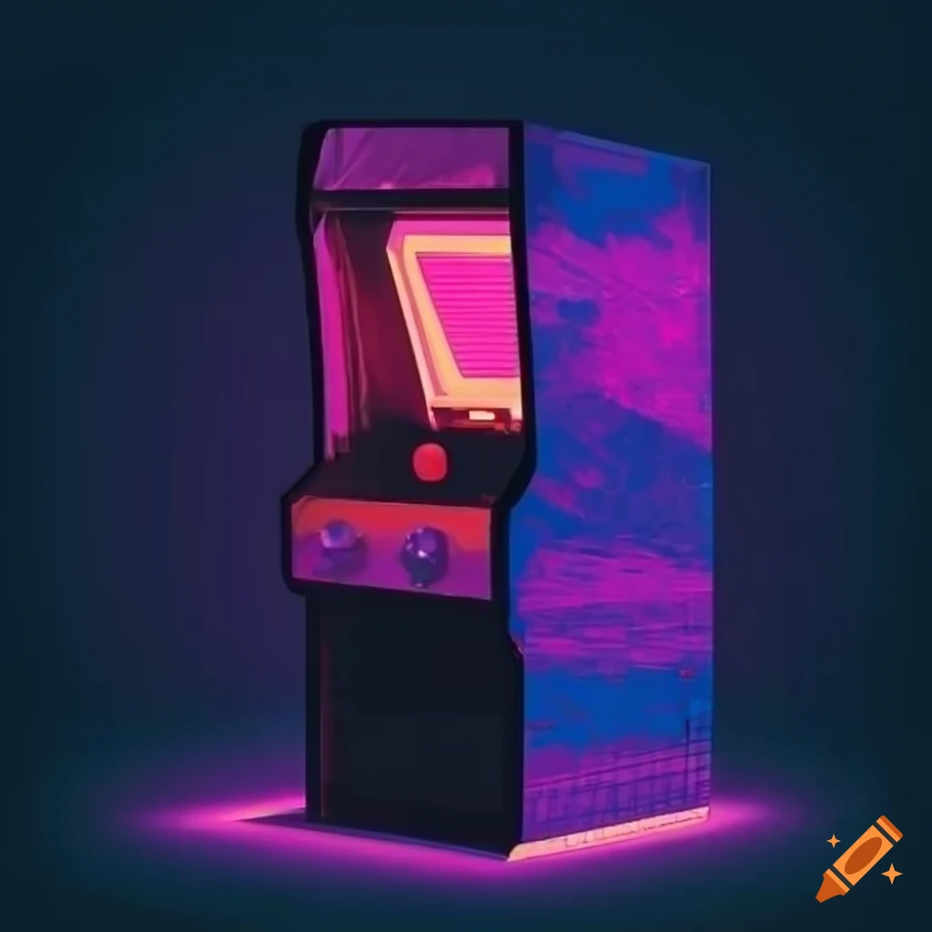 Arcade Machine On A Neon Grid Background On Craiyon