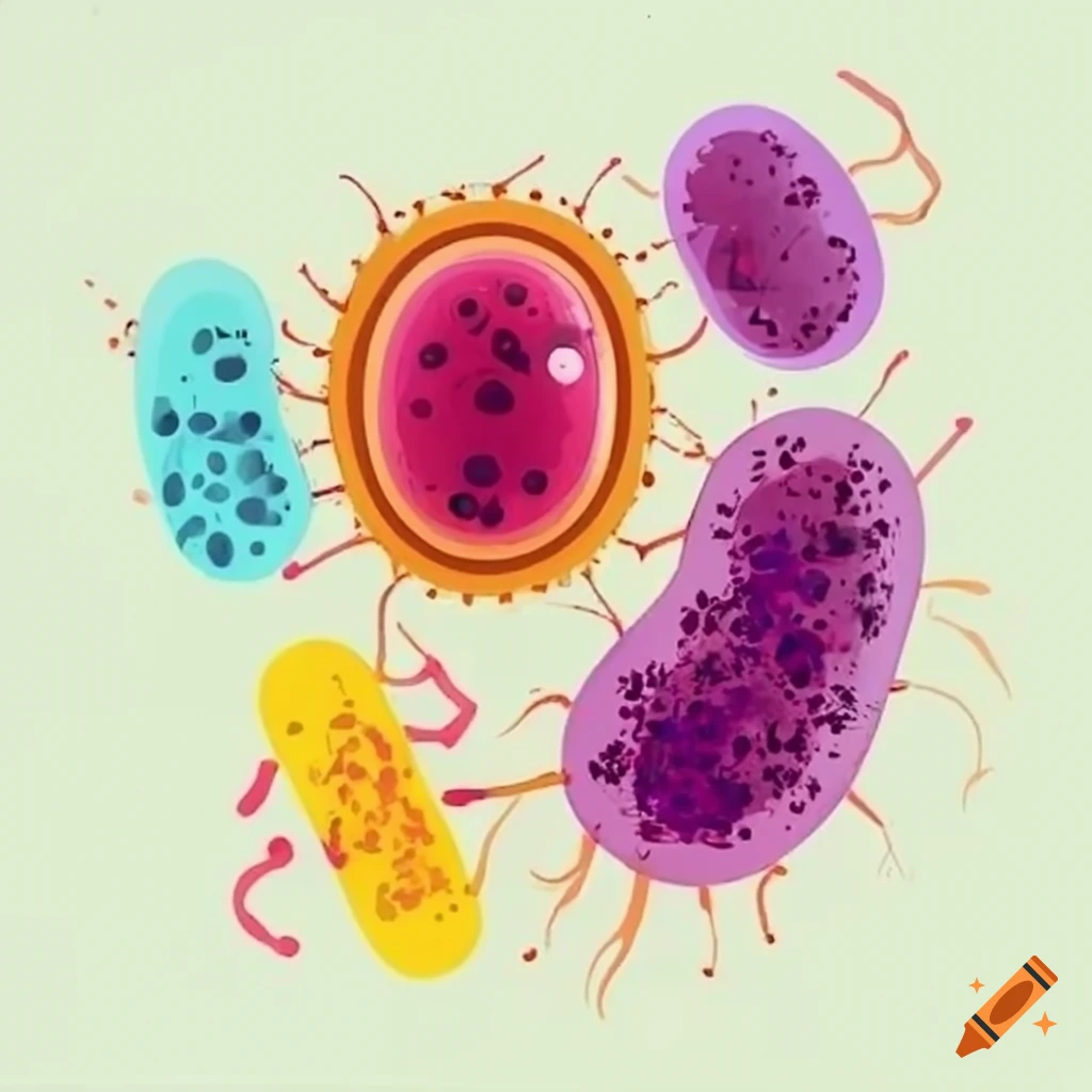 Illustration of antibiotic resistance bacteria in wastewater on Craiyon