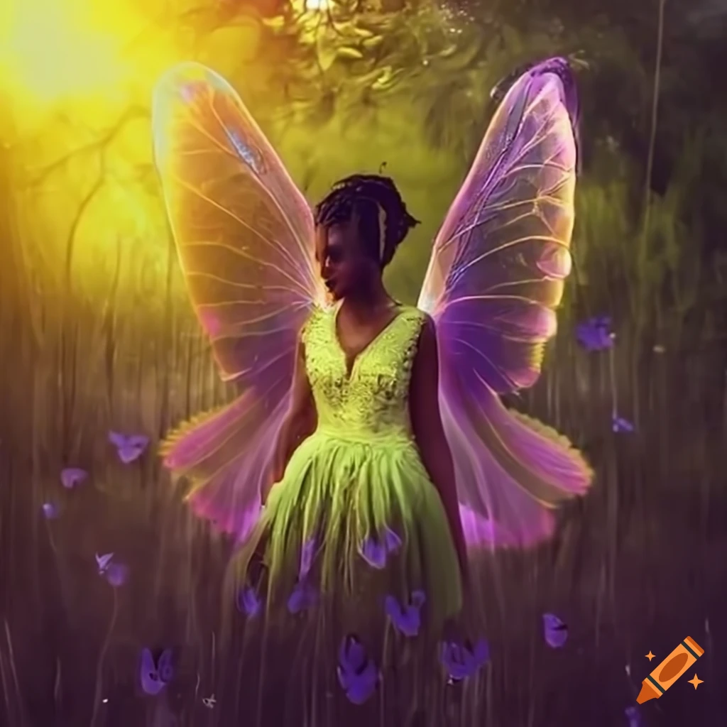 picture-of-an-african-american-fairy-with-gold-wings-in-a-green-field