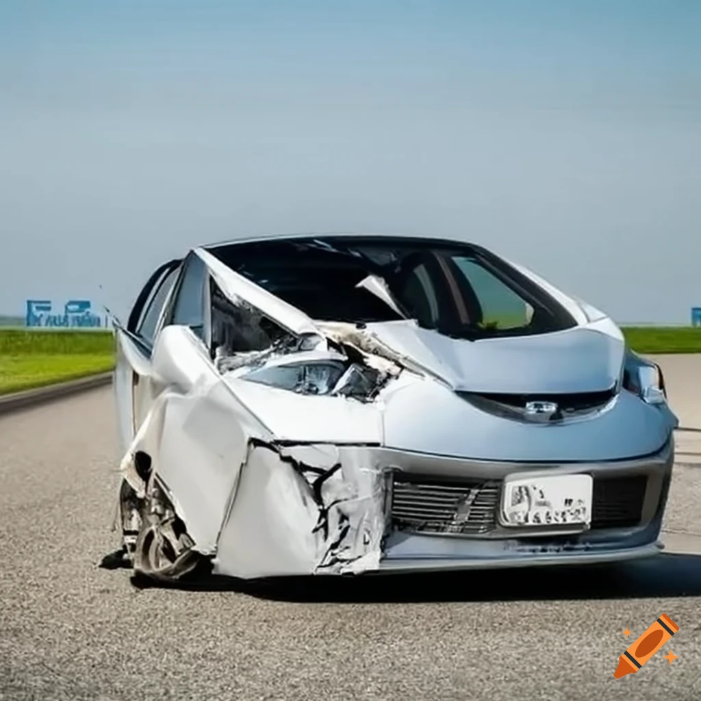 Damaged japanese car after an accident