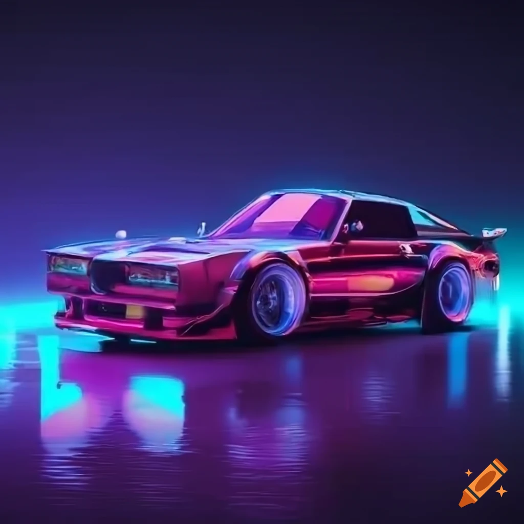 8k render of a vintage sports car with neon lights on Craiyon