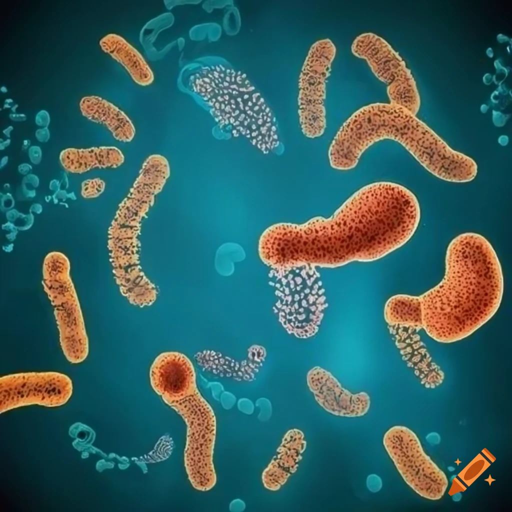 Illustration of diverse bacteria species on a canvas on Craiyon