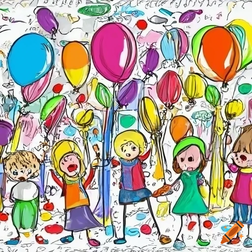 Cute balloon scribble set drawn by a child - Stock Illustration [80642379]  - PIXTA