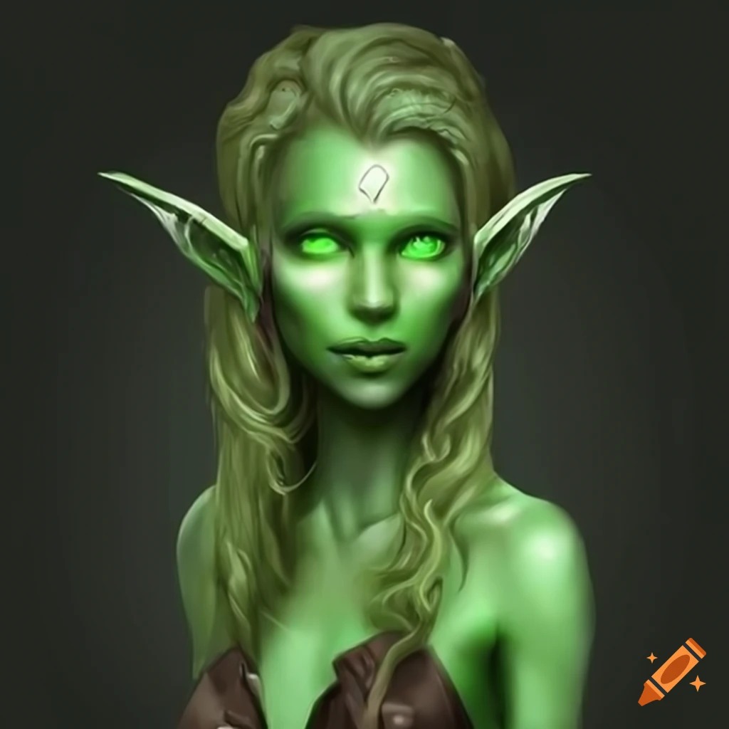Image of a green-skinned female elf