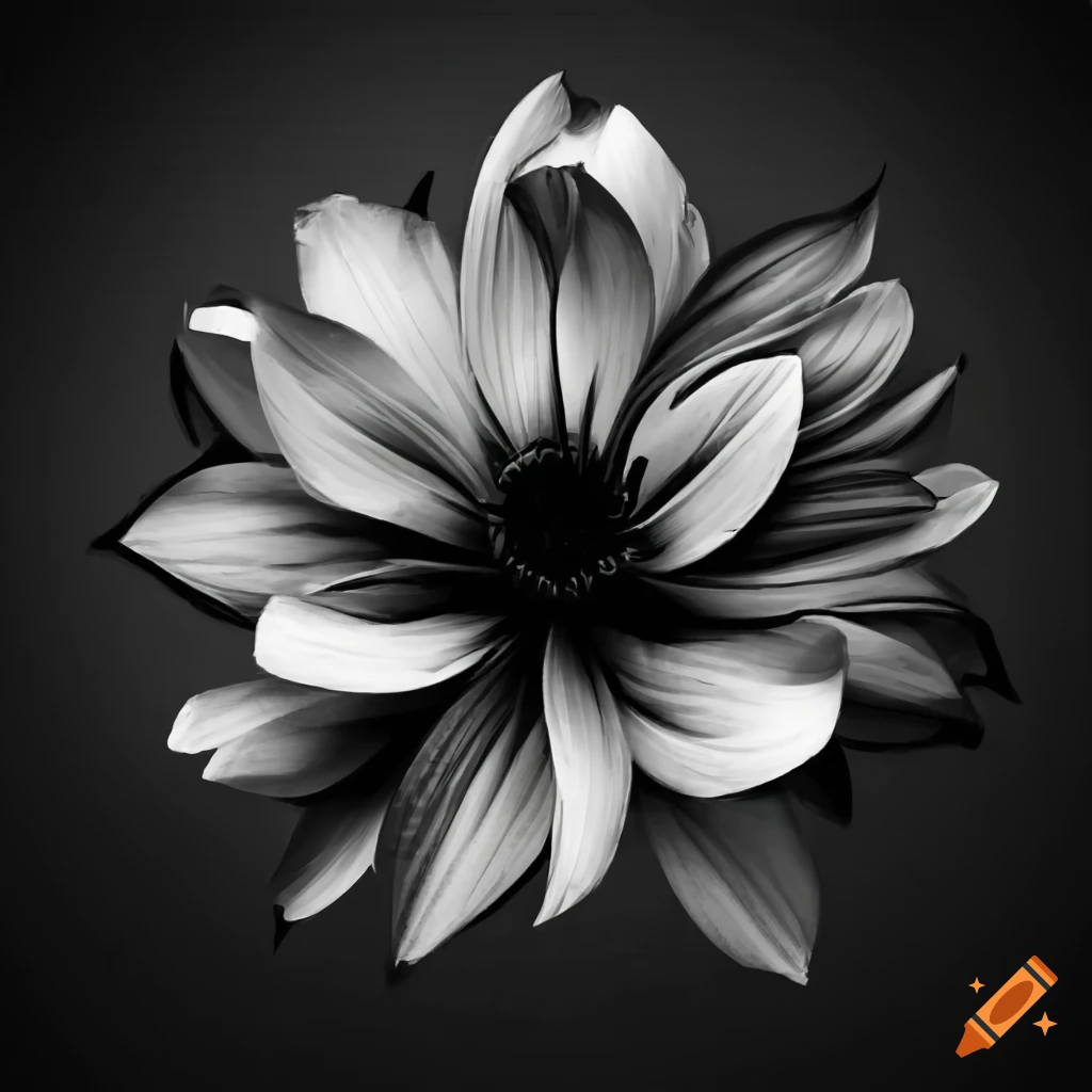Black and white floral designs on Craiyon