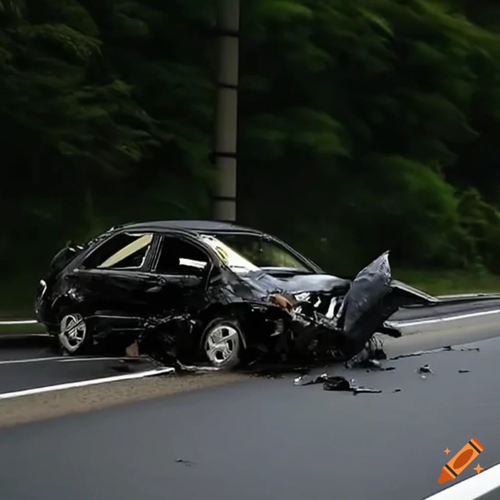 Damaged japanese car after an accident on Craiyon