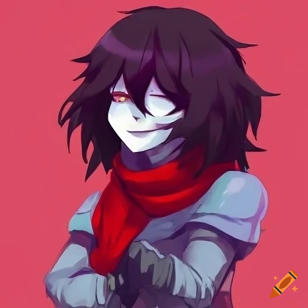 anime-style artwork of Kris from Deltarune in armor and red scarf
