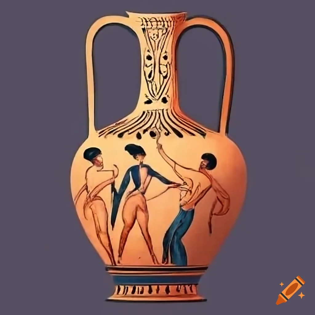 Greek antique amphora with dancers
