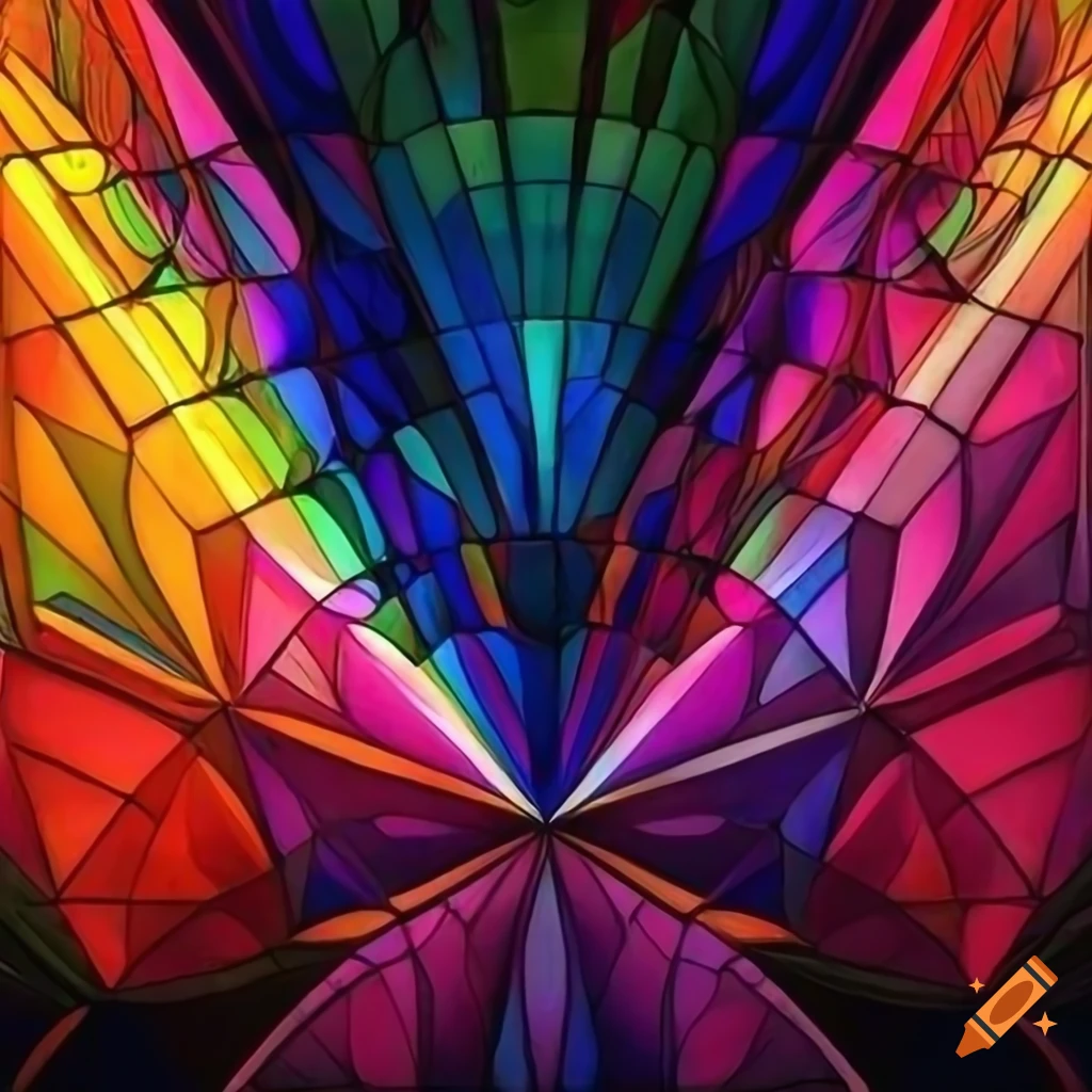 Stained glass artwork with vibrant and geometric patterns on craiyon