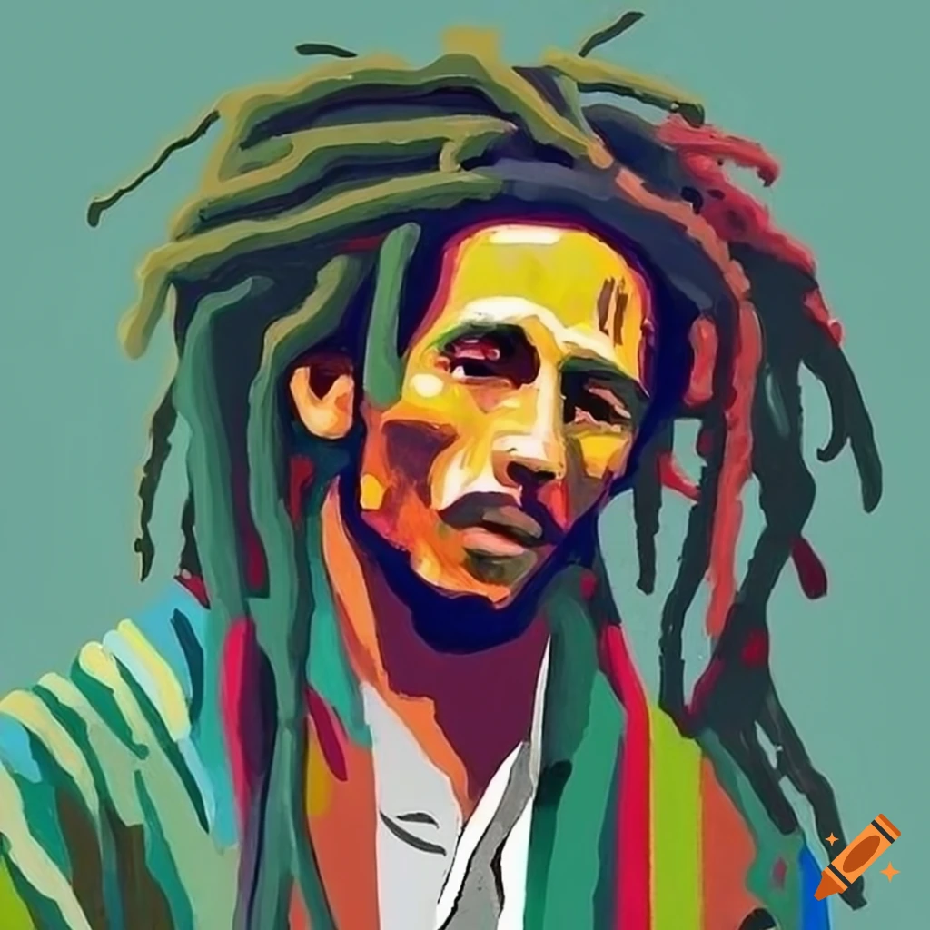 Bob Marley portrait inspired by Van Gogh