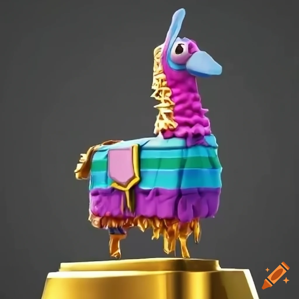 Colorful fortnite llama sitting on a golden toilet on Craiyon