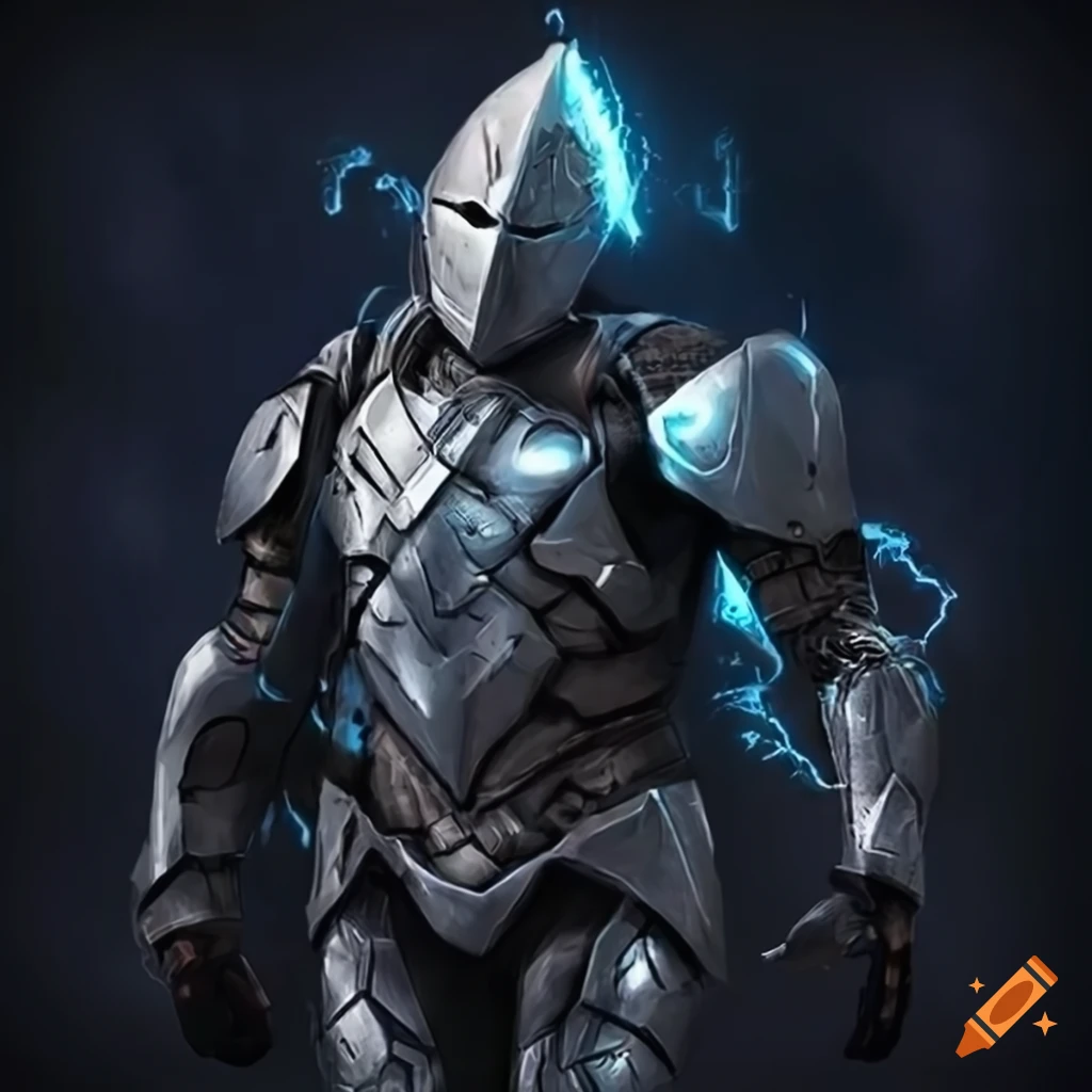 Futuristic knight with lightning effects on Craiyon