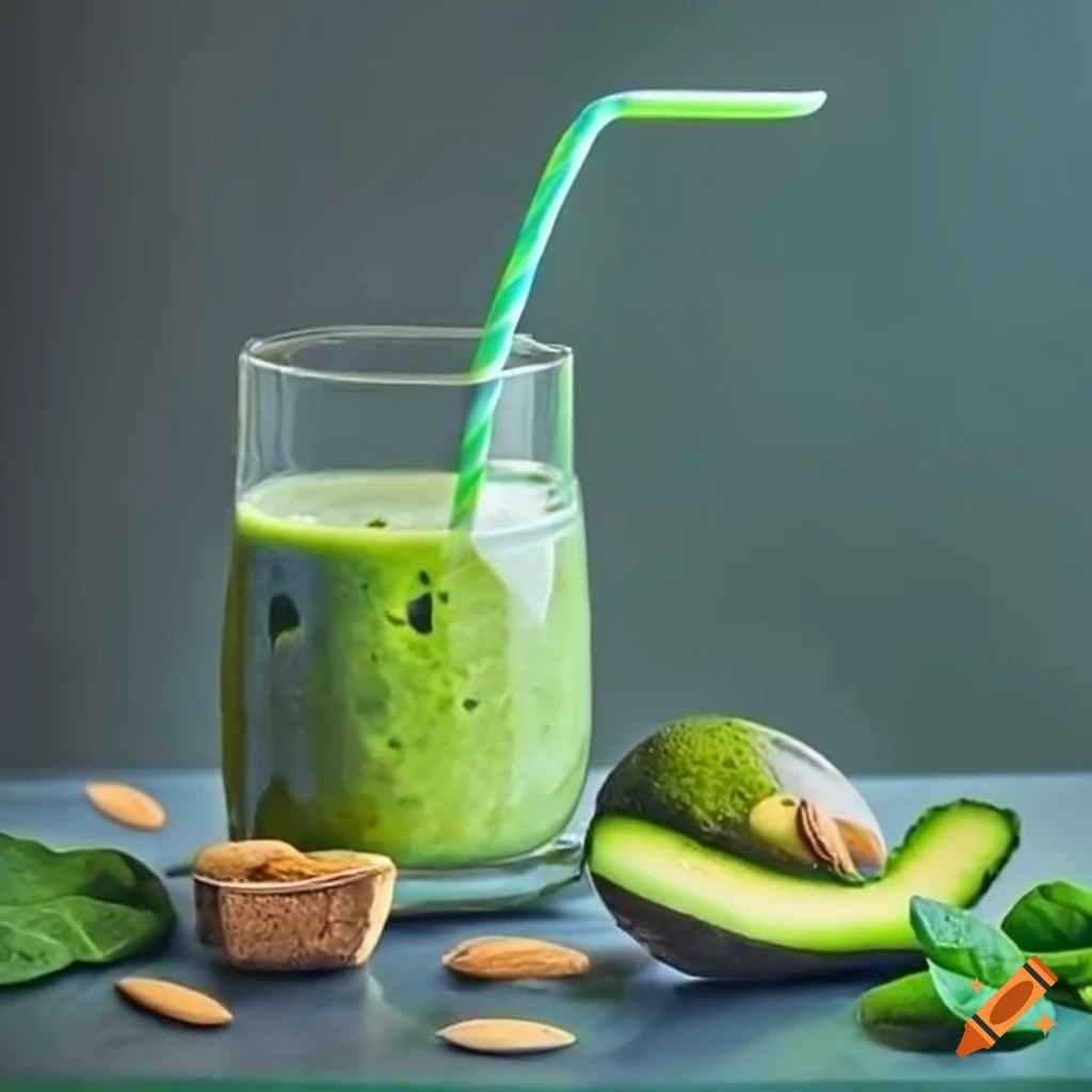 Green keto smoothie with spinach and avocado on Craiyon