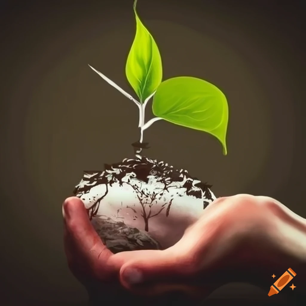 artistic illustration of a person planting a sapling