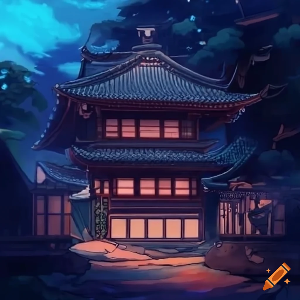 Traditional japanese house in anime style