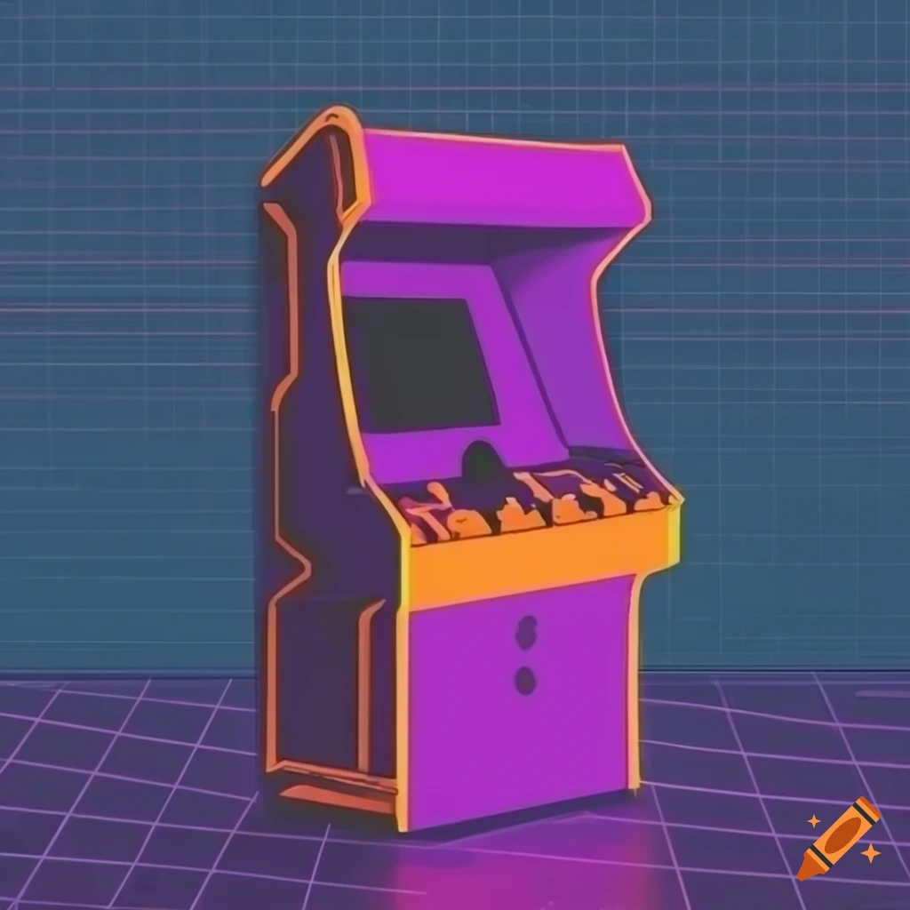 synthwave-style-arcade-machine-on-neon-grid-background-on-craiyon