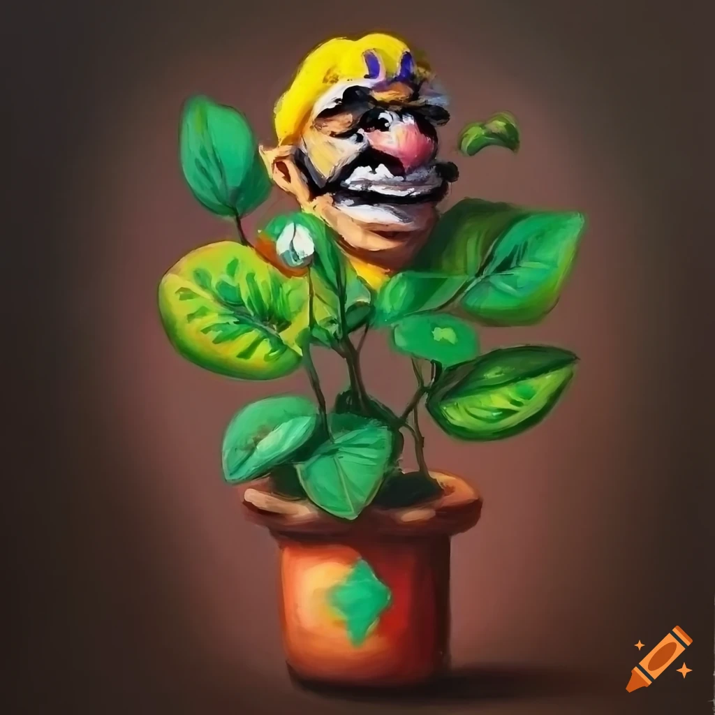 oil painting of a Wario-like plant