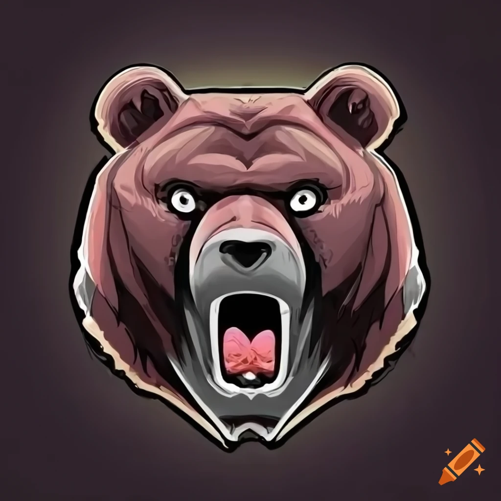 2D image of abstract angry bear head sym...