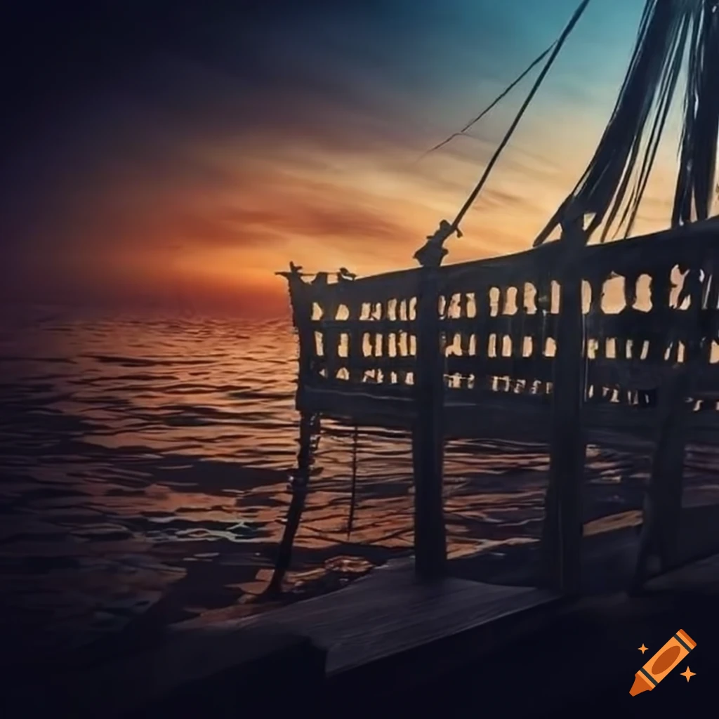 detailed wooden fences on a pirate ship's deck
