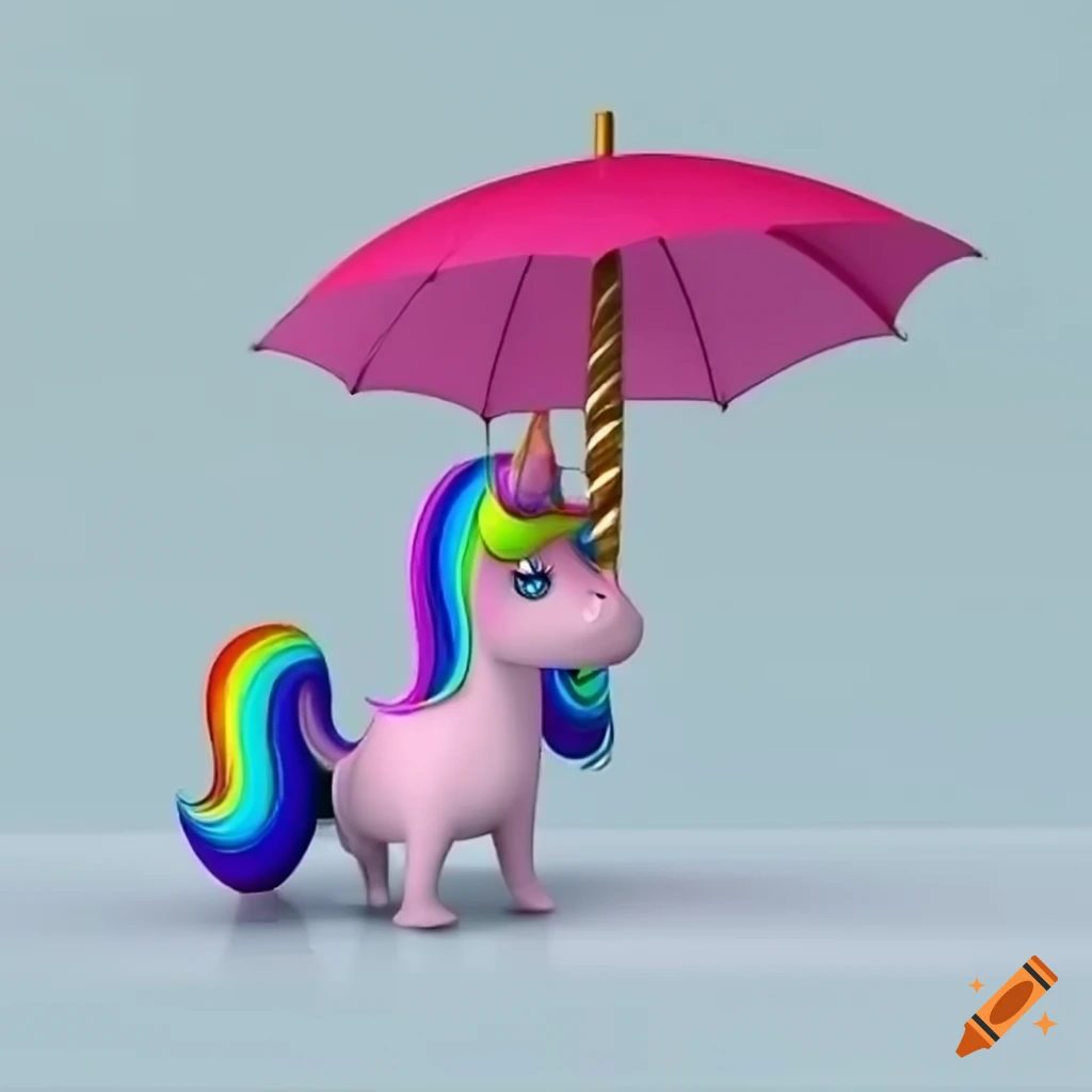 3d image of a unicorn with an umbrella on Craiyon