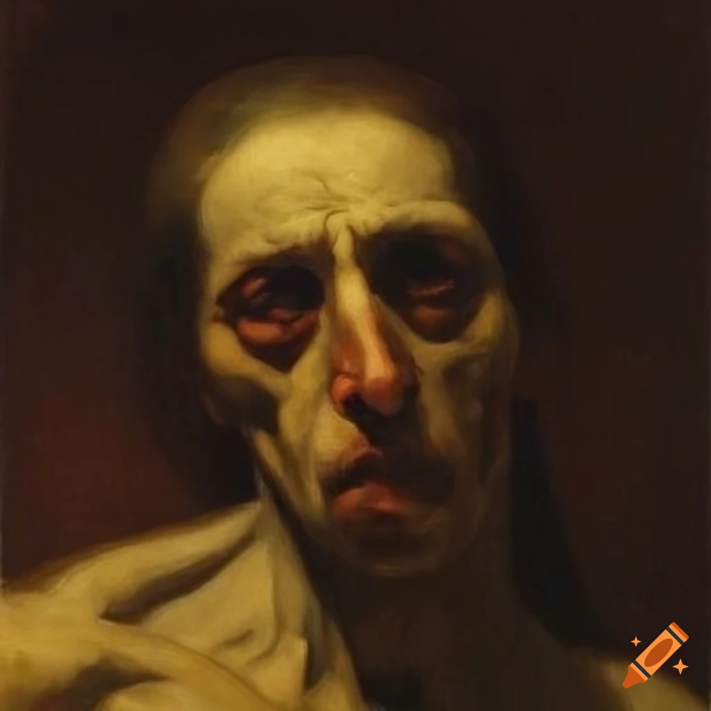 dark painting of a sick man by Frank Duveneck