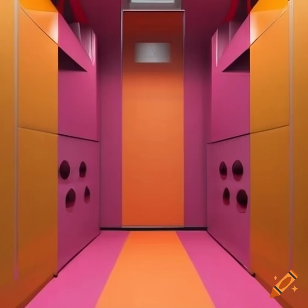 Modern football team locker room in orange and pink