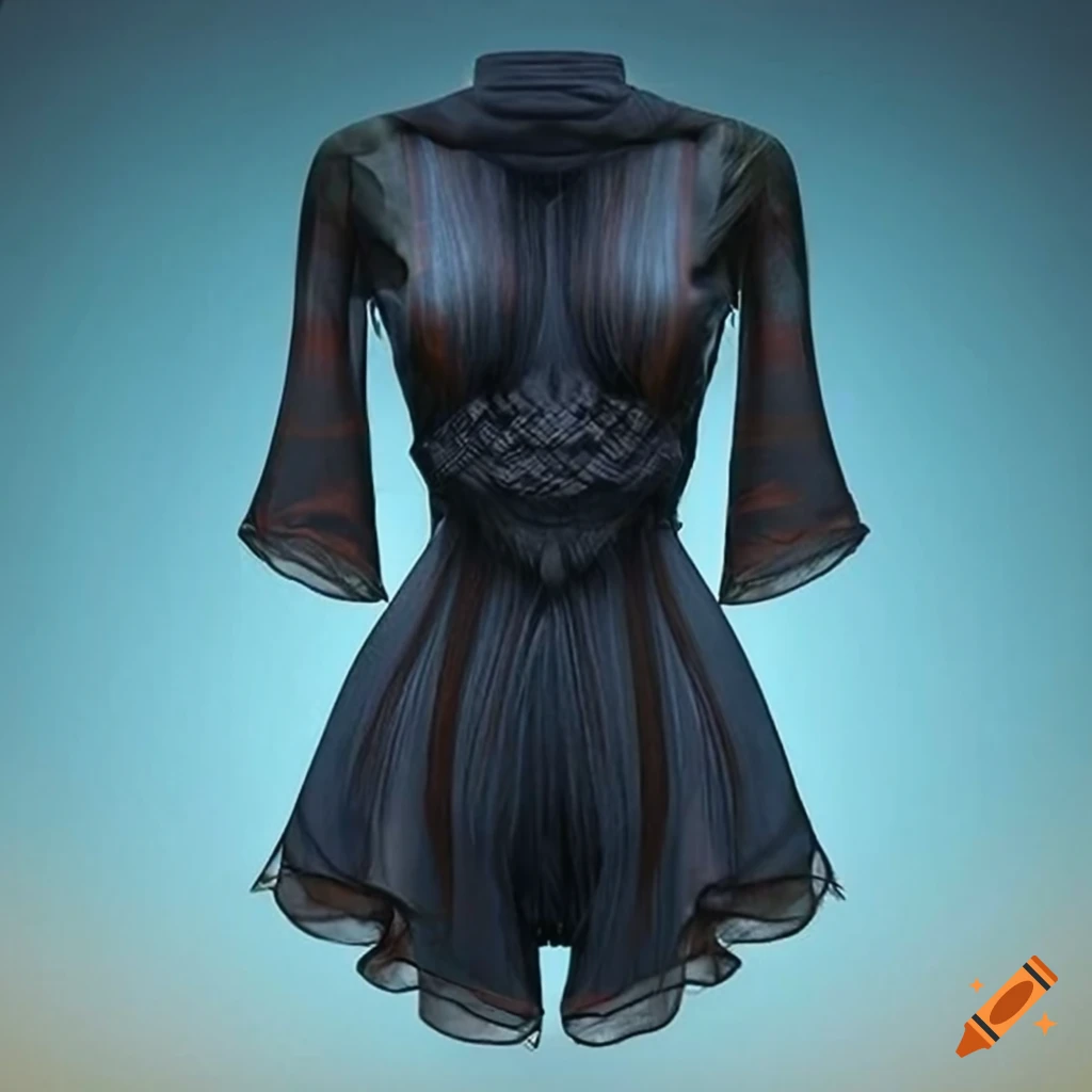 hyper-realistic 3D rendering of a fashionable short chiffon playsuit